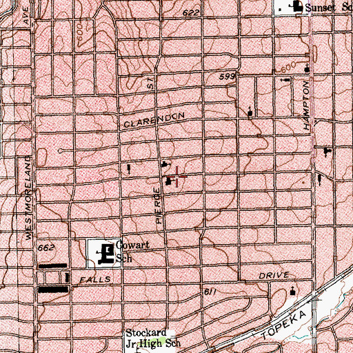 Topographic Map of Brandon Avenue United Methodist Church, TX