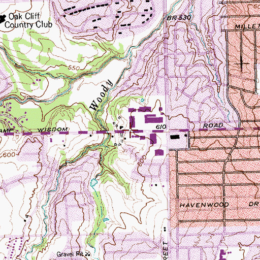 Topographic Map of Camp Wisdom United Methodist Church, TX