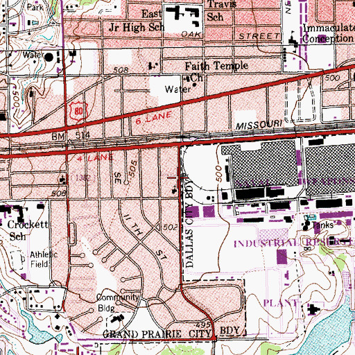 Topographic Map of Primera Asamblea de Dios Church, TX