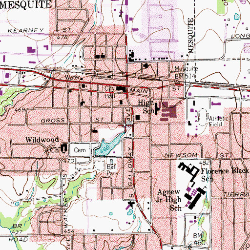 Topographic Map of Skyline Assembly of God Church, TX