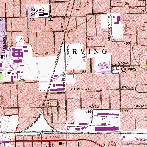 Topographic Map of African Baptist Church of Irving, TX