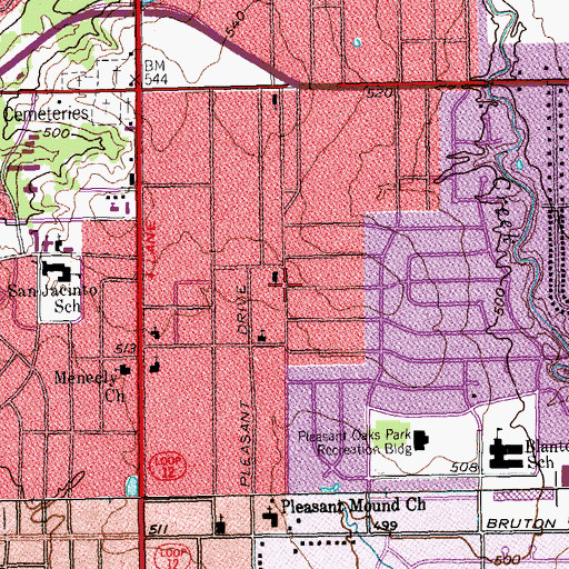 Topographic Map of Antioch Missionary Baptist Church, TX