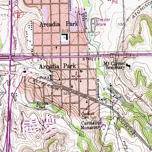 Topographic Map of Arcadia Park Baptist Mission Church, TX