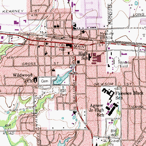 Topographic Map of Beacon Hill Baptist Church, TX
