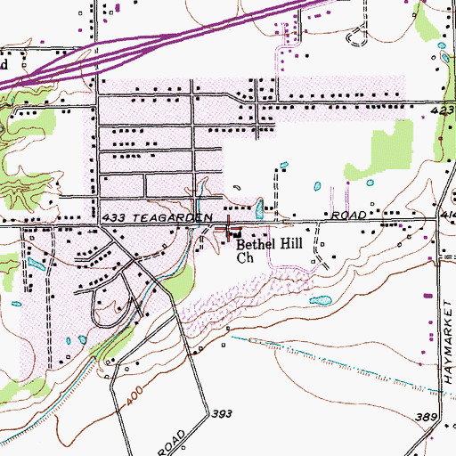 Topographic Map of Bethel Hill Assembly of God Church, TX