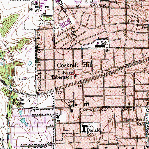 Topographic Map of Calvary Tabernacle Assembly of God Church, TX