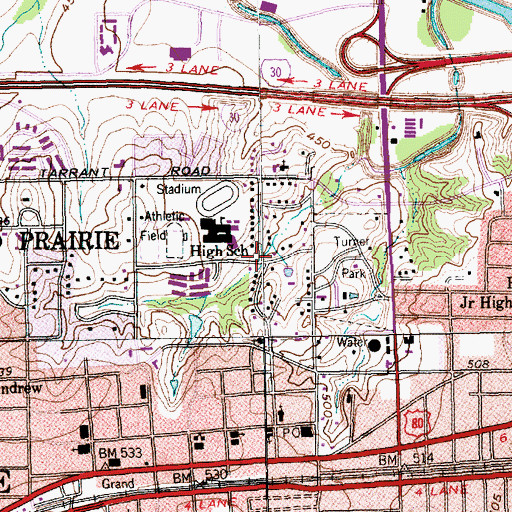 Topographic Map of First Assembly of God Church of Grand Prairie, TX