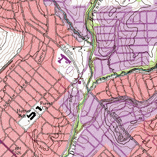 Topographic Map of First Assembly of God in Dallas Church, TX