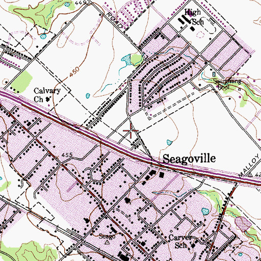 Topographic Map of Highland Meadows Assembly of God Church, TX