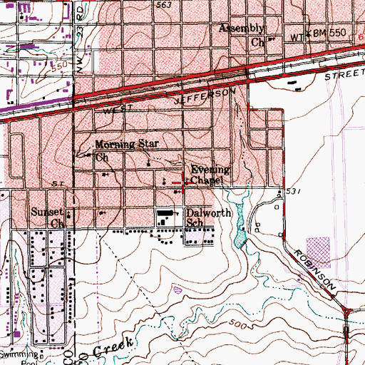 Topographic Map of Evening Chapel African Methodist Episcopal Church, TX
