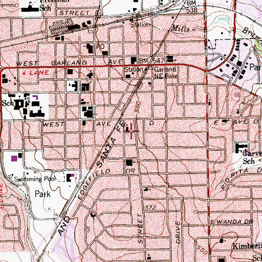 Topographic Map of Saint Luke African Methodist Episcopal Church, TX
