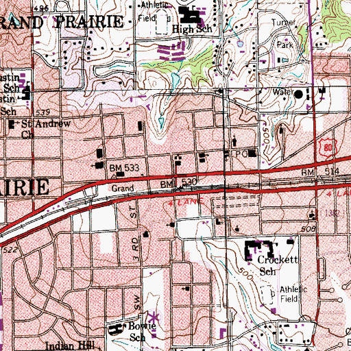 Topographic Map of Apostolic Temple Church, TX