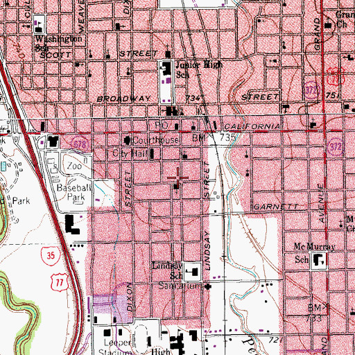Topographic Map of First Presbyterian Church, TX