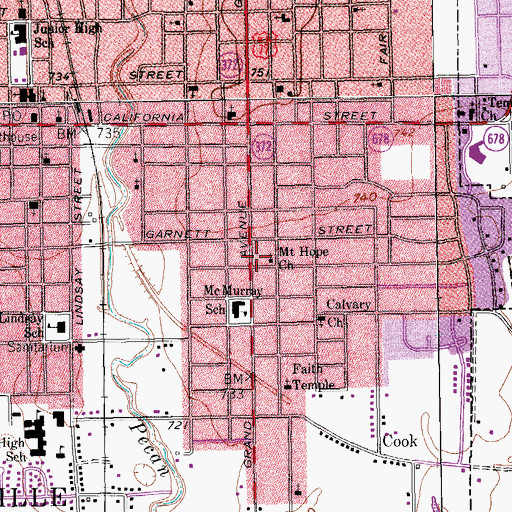 Topographic Map of Mount Hope Church, TX