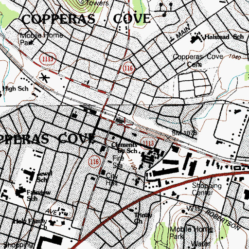 Topographic Map of Five Hills Assembly of God Church, TX