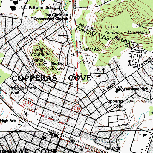 Topographic Map of Unity Missionary Baptist Church, TX