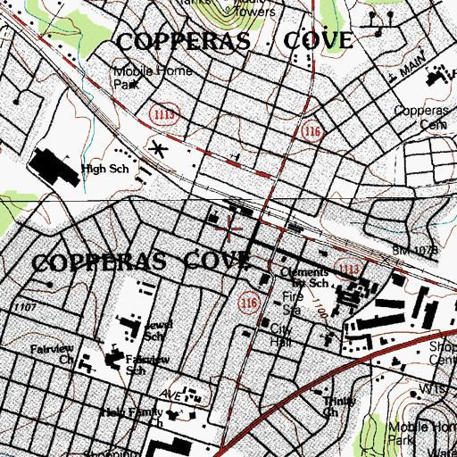 Topographic Map of Church of Christ Cove, TX