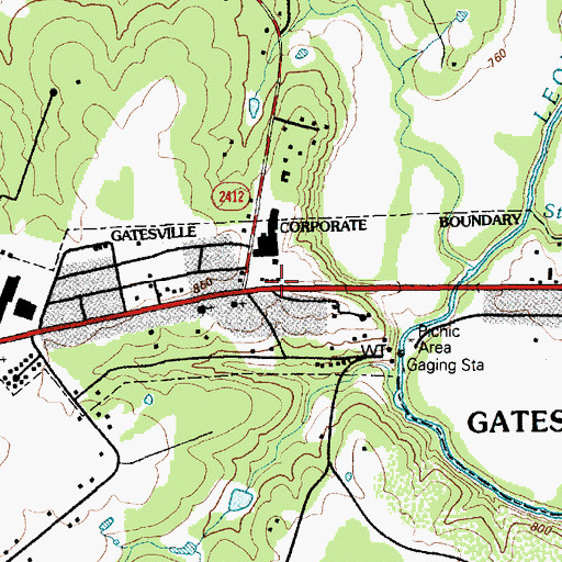 Topographic Map of First Lutheran Church, TX