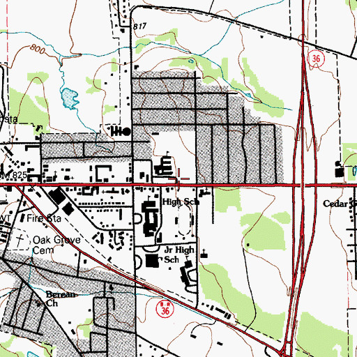 Topographic Map of Calvary Temple Pentecostal Church of God, TX