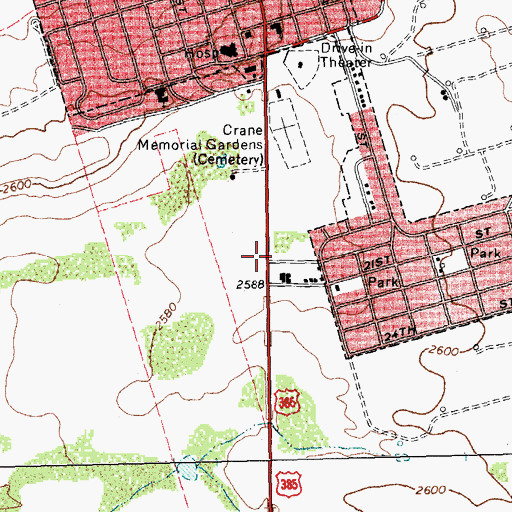Topographic Map of First Baptist Church, TX