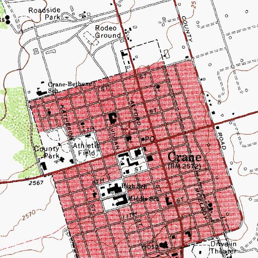 Topographic Map of Tabernacle Baptist Church, TX