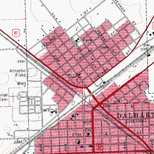 Topographic Map of Calvary Assembly of God Church, TX