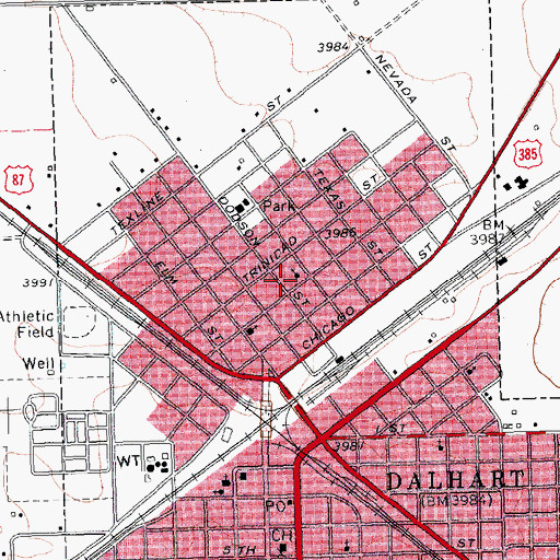 Topographic Map of Lincoln Street Baptist Church, TX