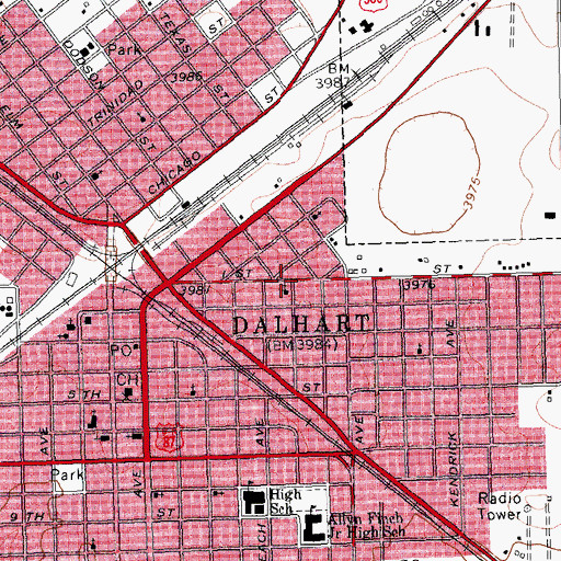 Topographic Map of New Light Baptist Church, TX