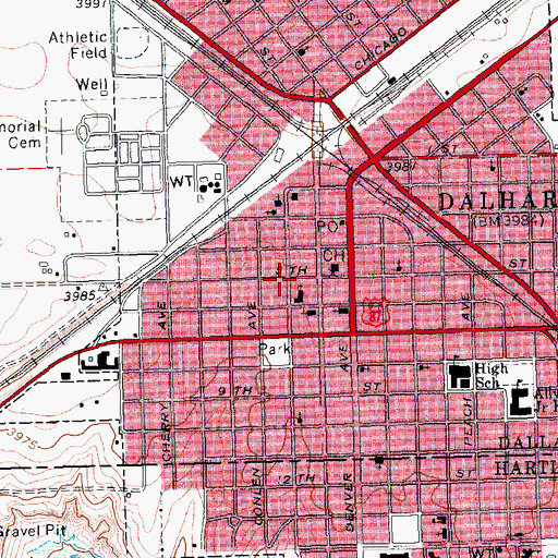 Topographic Map of Central United Methodist Church, TX