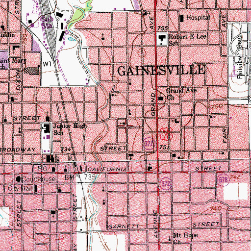 Topographic Map of Bible Baptist Church, TX