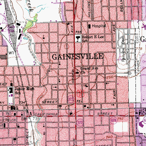 Topographic Map of Grand Avenue Baptist Church, TX