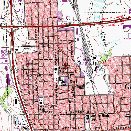 Topographic Map of Harvey Street Baptist Church, TX