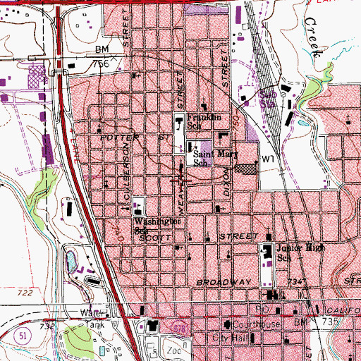 Topographic Map of Saint Marys Catholic Church, TX