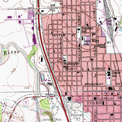 Topographic Map of Muller Street Church of Christ, TX