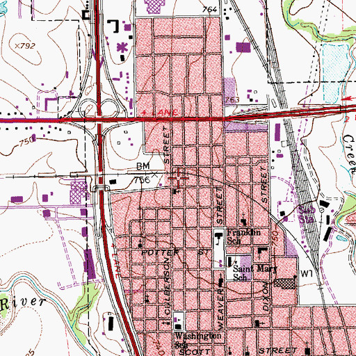Topographic Map of Jehovahs Witnesses Church, TX