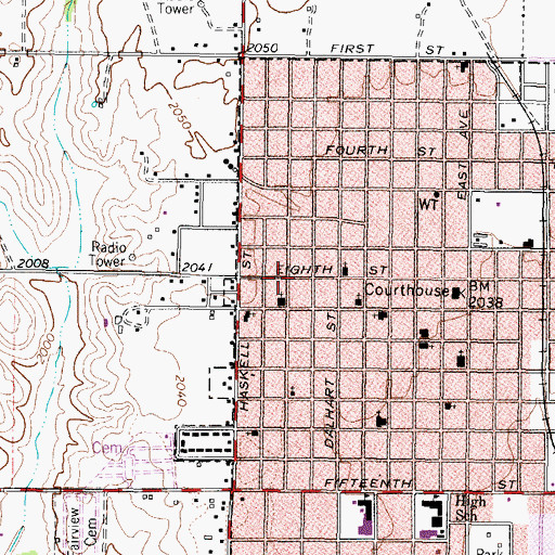 Topographic Map of Fundamental Baptist Church, TX