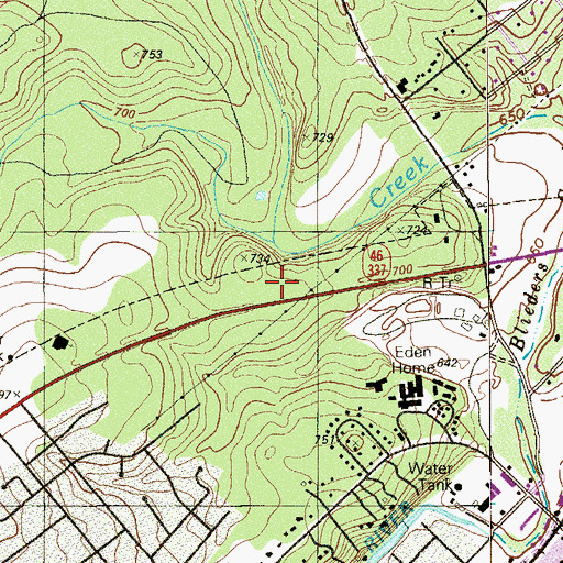 Topographic Map of Oakwood Baptist Church, TX