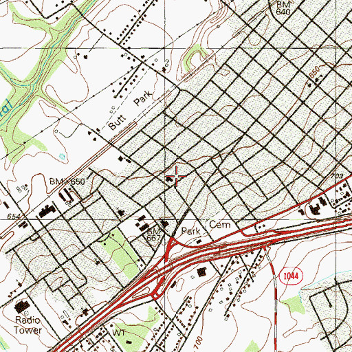 Topographic Map of Primera Iglesia Bautista Church, TX