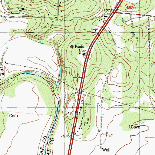 Topographic Map of Saint Paul Lutheran Church, TX