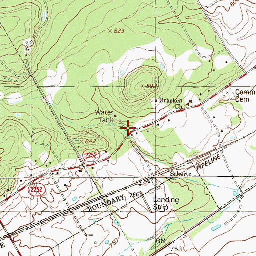 Topographic Map of Bracken United Methodist Church, TX