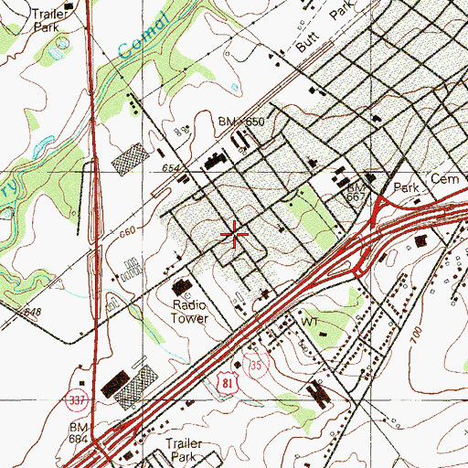 Topographic Map of First Presbyterian Church, TX