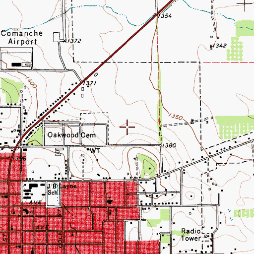 Topographic Map of First Baptist Church, TX