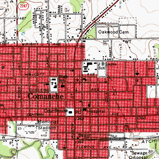 Topographic Map of Church of Christ, TX