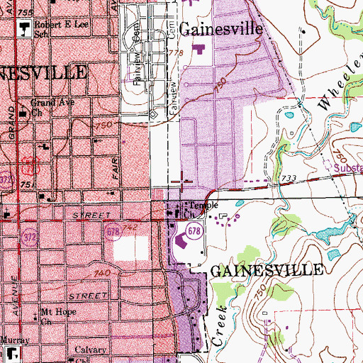 Topographic Map of House of Prayer Assembly of God Church, TX