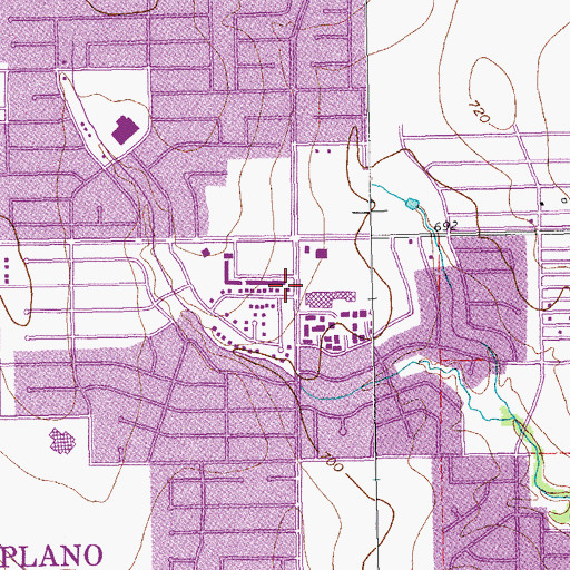 Topographic Map of Mount Olivet Baptist Church of Plano, TX