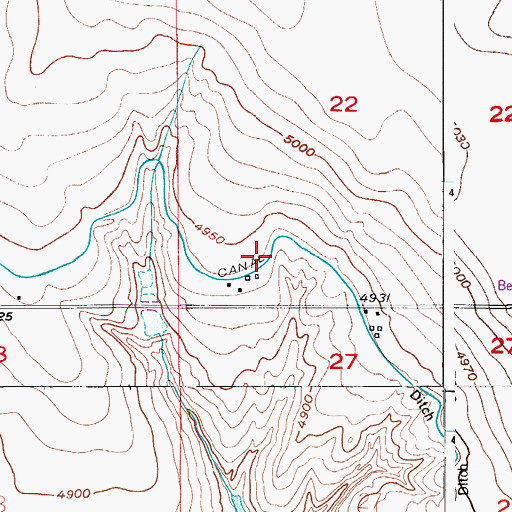Topographic Map of Loveland and Greeley Canal, CO