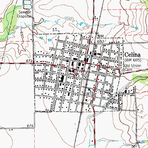 Topographic Map of Celina Church of God, TX