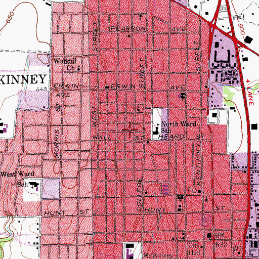 Topographic Map of Church of God, TX