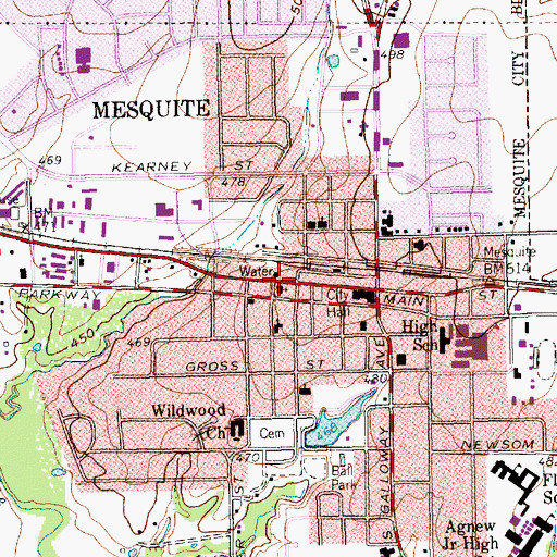 Topographic Map of Grace Episcopal Church, TX