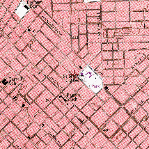 Topographic Map of Ministerio Episcopal Hispano Church, TX